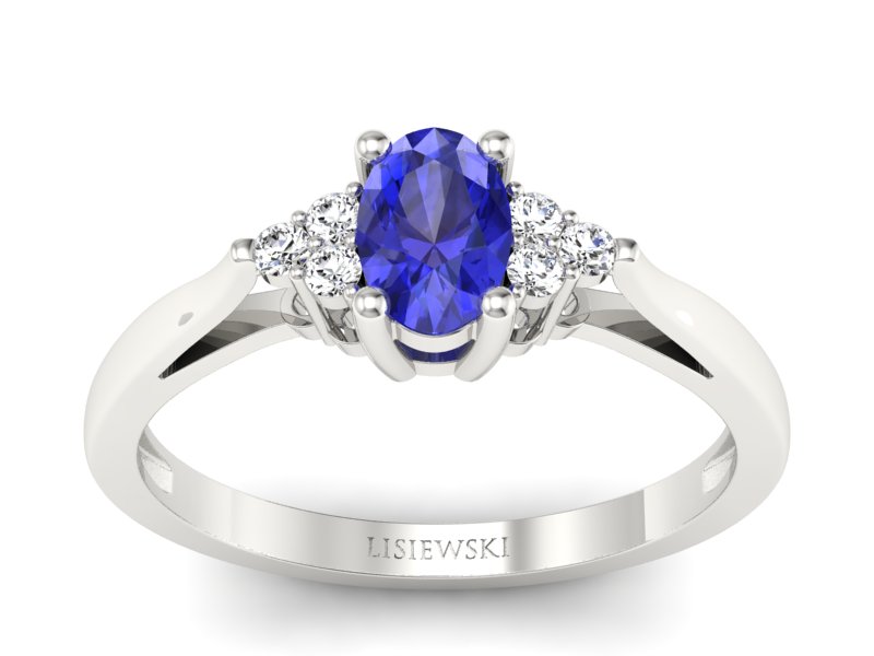 Pierścionek z szafirem i brylantami białe złoto - p16248bszc - 1