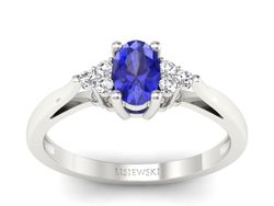 Pierścionek z szafirem i brylantami białe złoto - p16248bszc