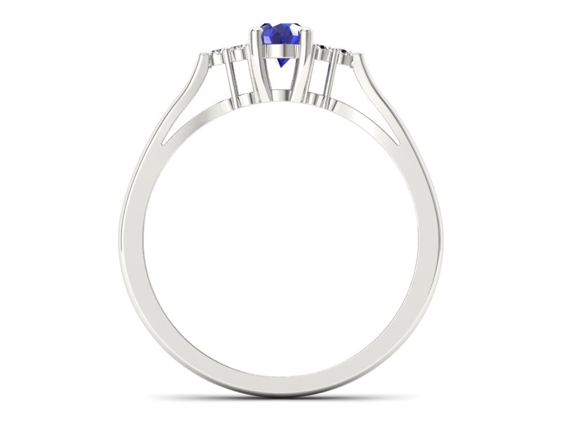 Pierścionek z szafirem i brylantami białe złoto - p16248bszc - 2