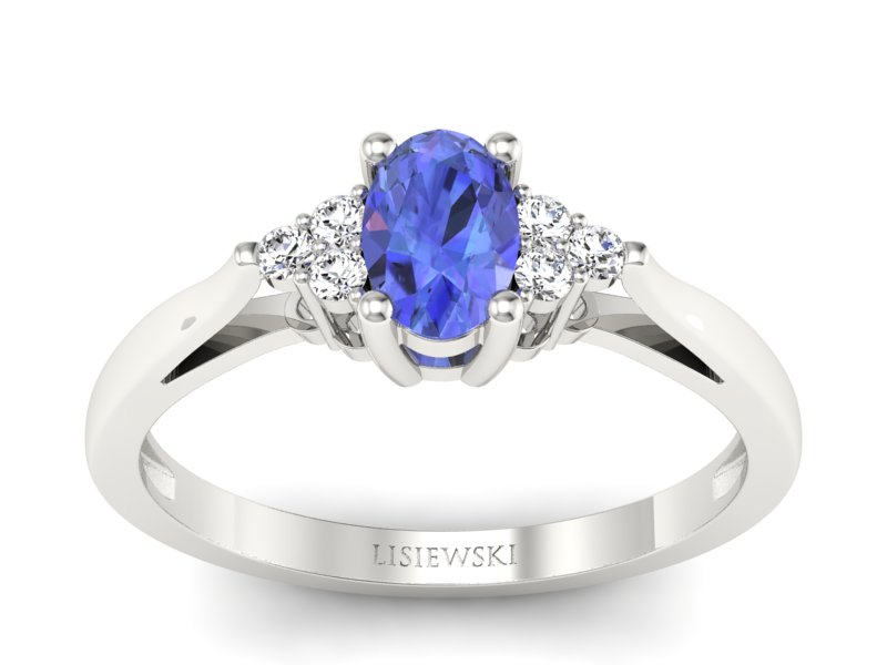 Pierścionek z tanzanitem białe złoto i brylantami - p16248bt - 1