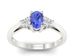 Pierścionek z tanzanitem białe złoto i brylantami - p16248bt