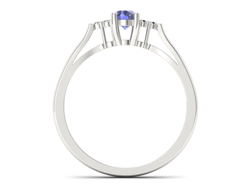 Pierścionek z tanzanitem białe złoto i brylantami - p16248bt - 2
