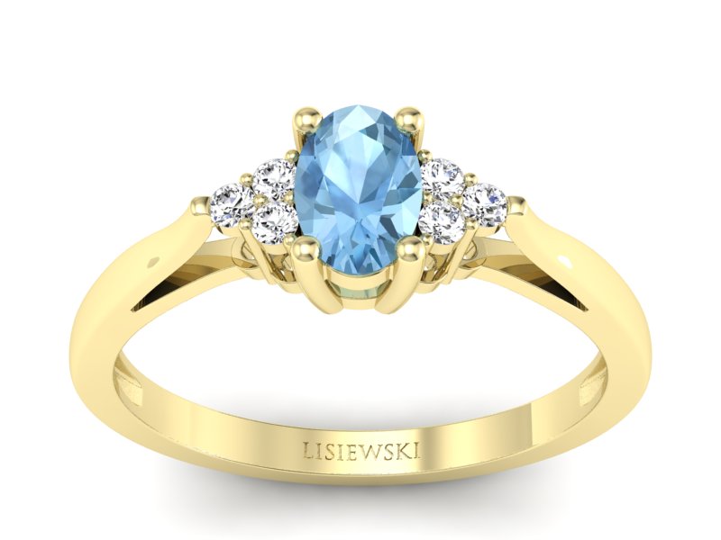 Złoty pierścionek z topazem i brylantami - p16248za - 1