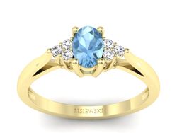 Złoty pierścionek z topazem i brylantami - p16248za