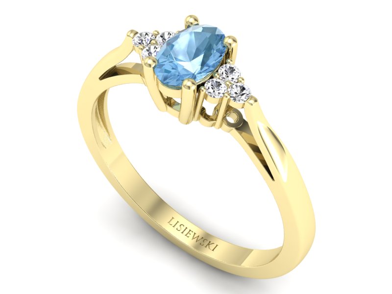 Złoty pierścionek z topazem i brylantami - p16248za - 3