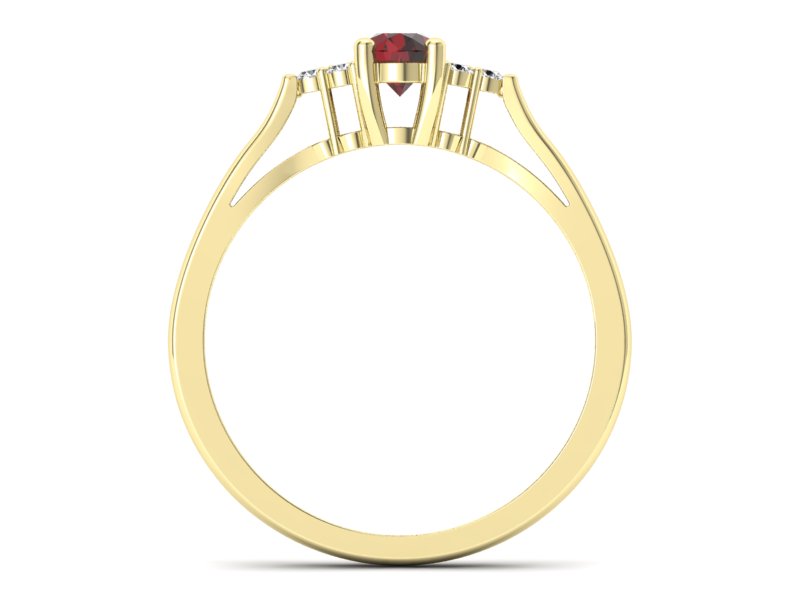 Złoty pierścionek z granatem i brylantami - p16248zgr - 2