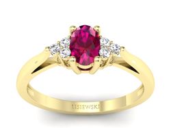 Złoty pierścionek z rubinem i brylantami - p16248zr