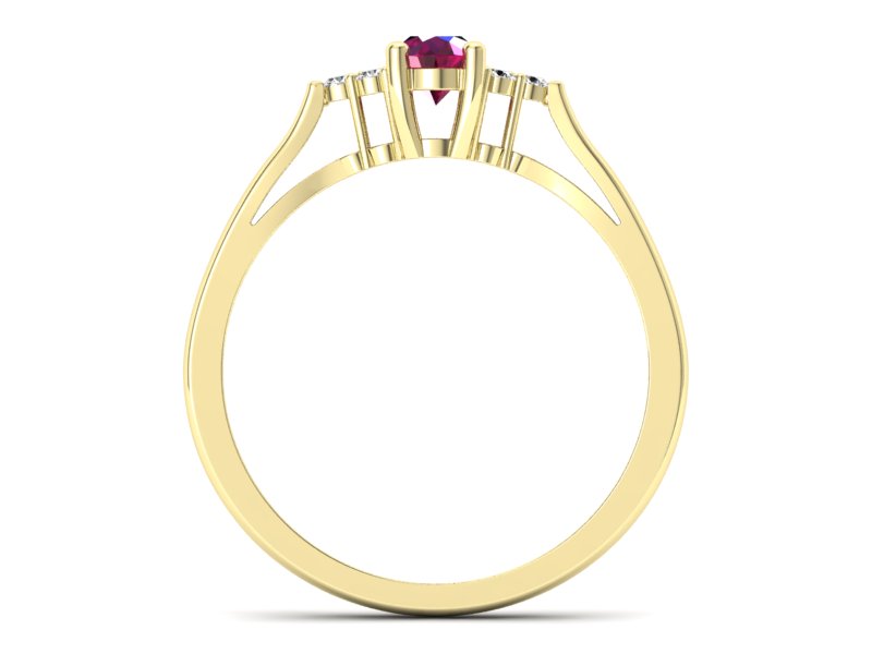 Złoty pierścionek z rubinem i brylantami - p16248zr - 2