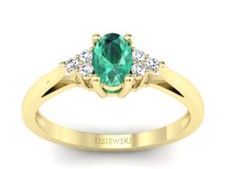 Złoty pierścionek ze szmaragdem i brylantami - p16248zsm