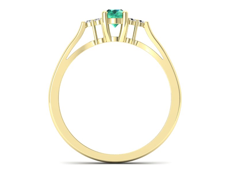 Złoty pierścionek ze szmaragdem i brylantami - p16248zsm - 2