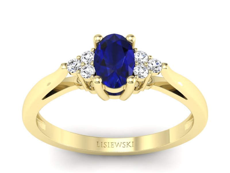 Złoty pierścionek ze spinelem i brylantami - p16248zsp - 1