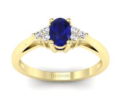 Złoty pierścionek ze spinelem i brylantami - p16248zsp