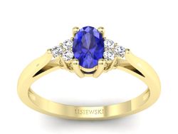 Złoty pierścionek z szafirem i diamentami - p16248zszc