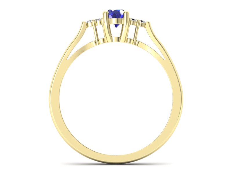 Złoty pierścionek z szafirem i diamentami - p16248zszc - 2