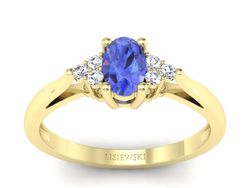 Złoty pierścionek z tanzanitem i brylantami - p16248zt