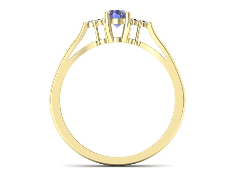 Złoty pierścionek z tanzanitem i brylantami - p16248zt - 2