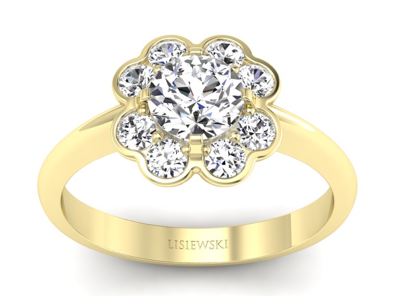 Złoty Pierścionek z brylantami żółte złoto 585 - p16250z - 1