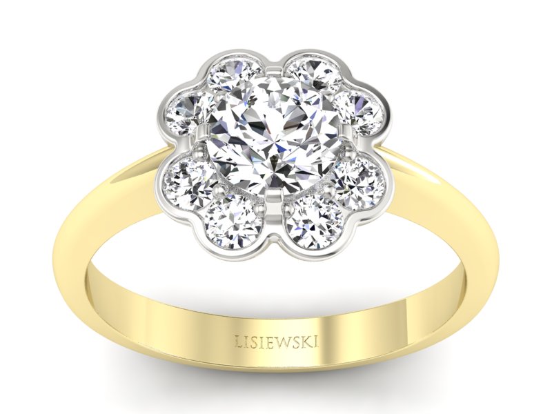 Pierścionek z diamentami żółte i białe złoto 585 - p16250zb - 1