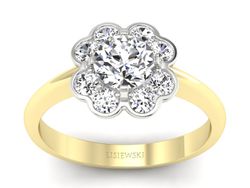 Pierścionek z diamentami żółte i białe złoto 585 - p16250zb