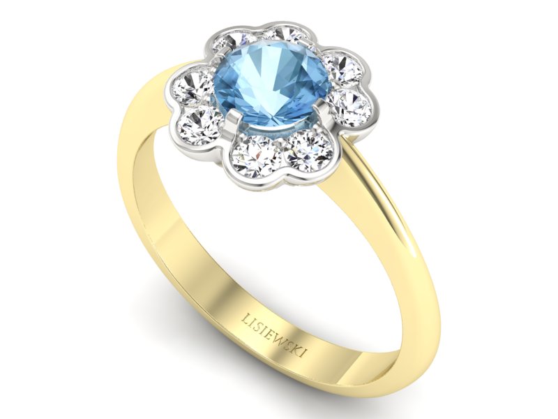 Pierścionek topaz i brylanty białe i żółte złoto - p16250zba - 3