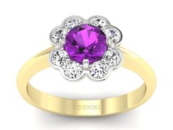 Złoty Pierścionek ametyst brylanty złoto 585 - p16250zbat