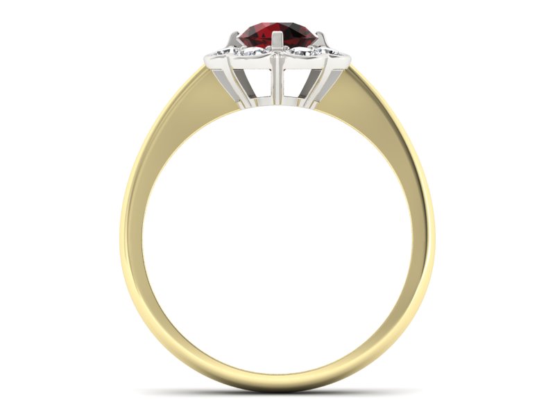 Pierścionek z diamentami i granatem złoto 585 - p16250zbgr - 2
