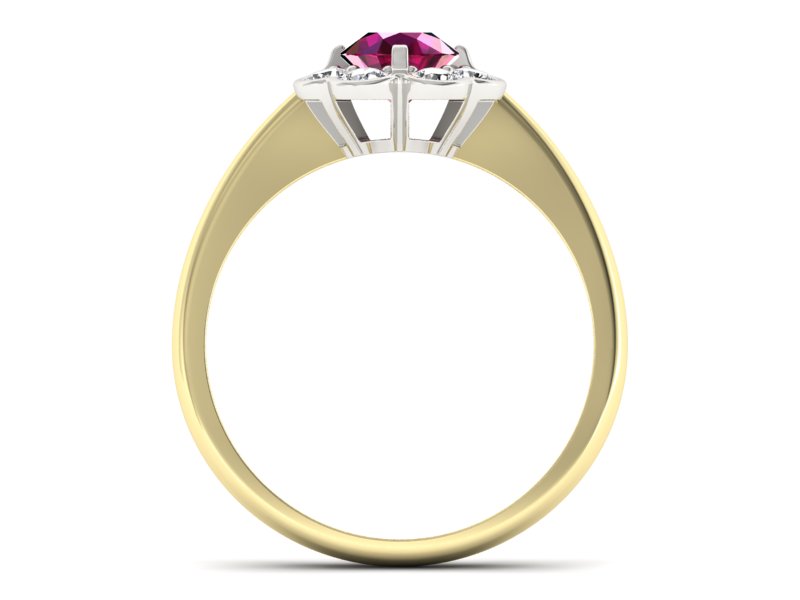 Pierścionek z rubinem i diamentami złoto 585 - p16250zbr - 2