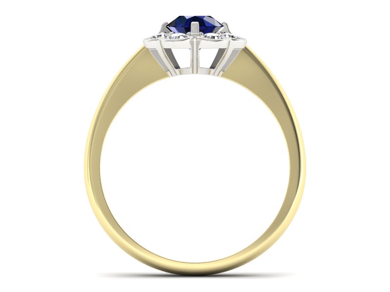 Pierścionek szafir i diamenty żółte białe złoto - p16250zbsz - 2