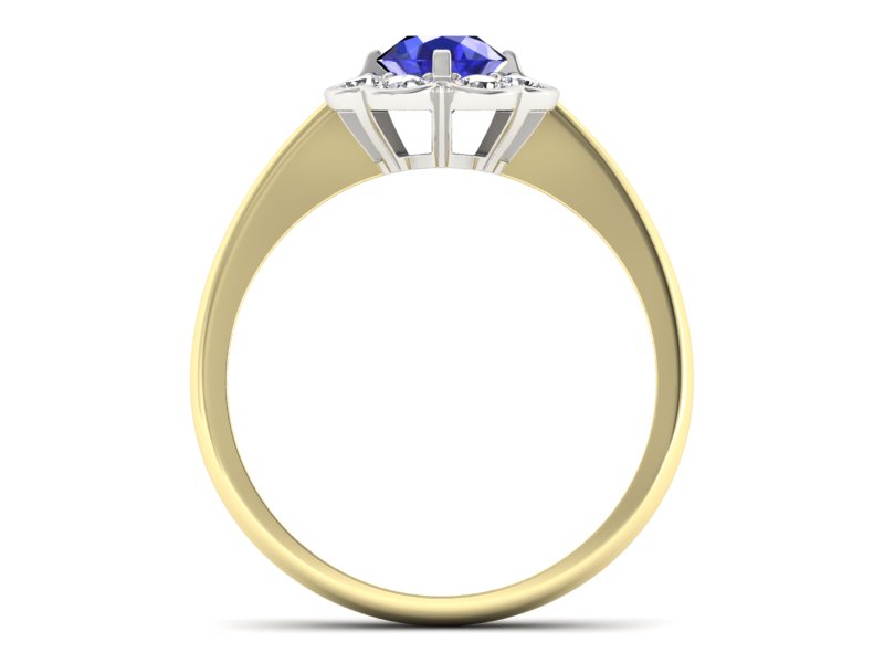 Pierścionek szafir i diament żółte białe złoto - p16250zbszc - 2