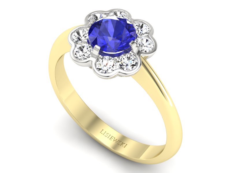 Pierścionek szafir i diament żółte białe złoto - p16250zbszc - 3