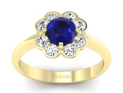 Pierścionek ze spinelem i brylantami żółte złoto - p16250zsp