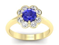 Pierścionek szafir i brylanty żółte białe złoto - p16250zszc