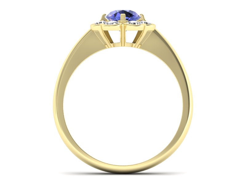 Pierścionek z tanzanitem i diamentami żółte złoto - p16250zt - 2