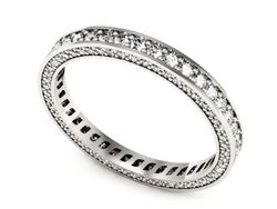 Pierscionek Obrączka z brylantami białe złoto 585 - p16255b