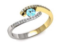 Pierścionek topaz i brylanty białe i żółte złoto - p16257zba