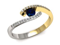 Pierścionek z szafirem i diamentami złoto 585 - p16257zbsz