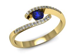 Złoty Pierścionek szafir i diamenty żółte złoto - p16257zszc