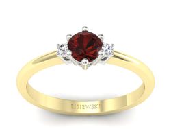 Pierścionek z diamentami i granatem złoto 585 - p16258zbgr