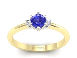 Pierścionek diamenty szafir białe żółte złoto - p16258zbszc