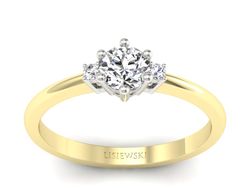 Pierścionek z brylantem żółte białe złoto - p16258zbVV