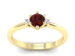 Pierścionek żółte złoto z granatem i brylantami - p16258zgr
