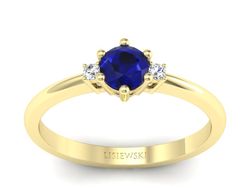 Pierścionek żółte złoto ze spinelem i brylantami - p16258zsp