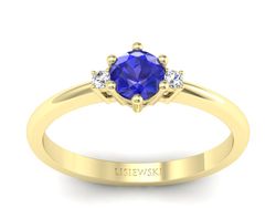 Pierścionek z szafirem z brylantami żółte złoto - p16258zszc