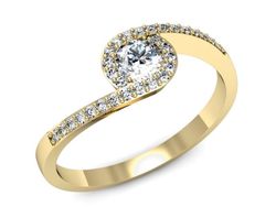Złoty pierścionek z diamentami żółte złoto 585 - p16259zV