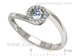 Pierścionek z diamentem i brylantami białe złoto - p16261bV