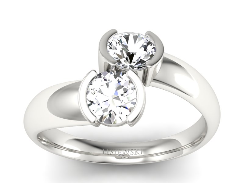 Złoty pierścionek z brylantami białe złoto - p16266b - 1