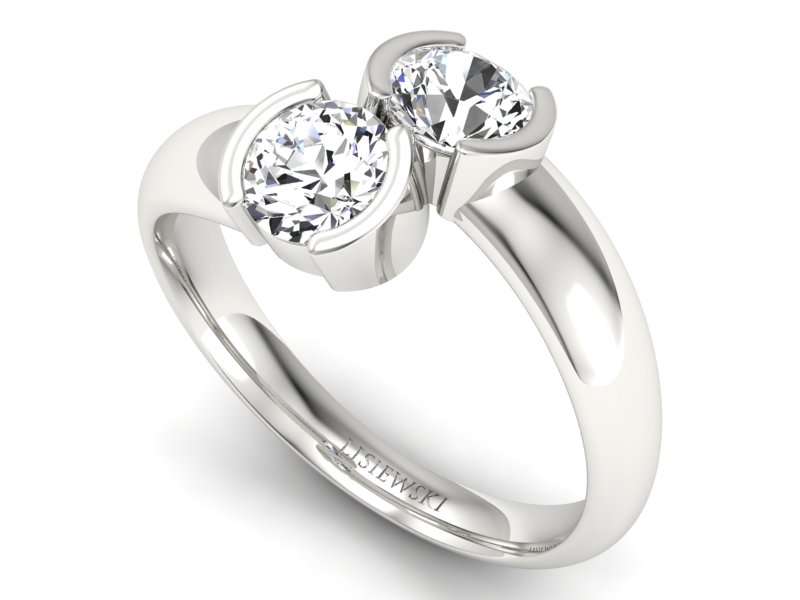 Złoty pierścionek z brylantami białe złoto - p16266b - 3