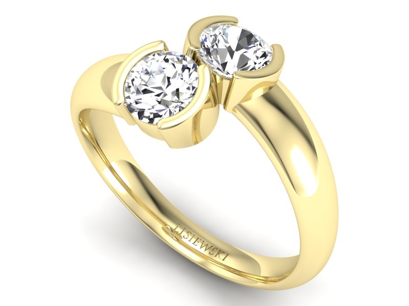 Złoty pierścionek z brylantami żółte złoto - p16266z - 3