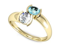 Złoty Pierścionek topaz z brylantami żółte złoto - p16266za