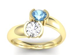 Złoty pierścionek topaz z brylantami żółte złoto - p16266za